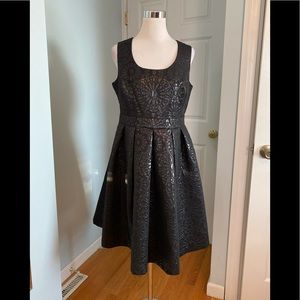 Eva Mendes Black Textured Metallic Dress